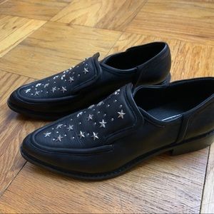 Sol Sana Black Leather Star Studded Loafers 39 EU
